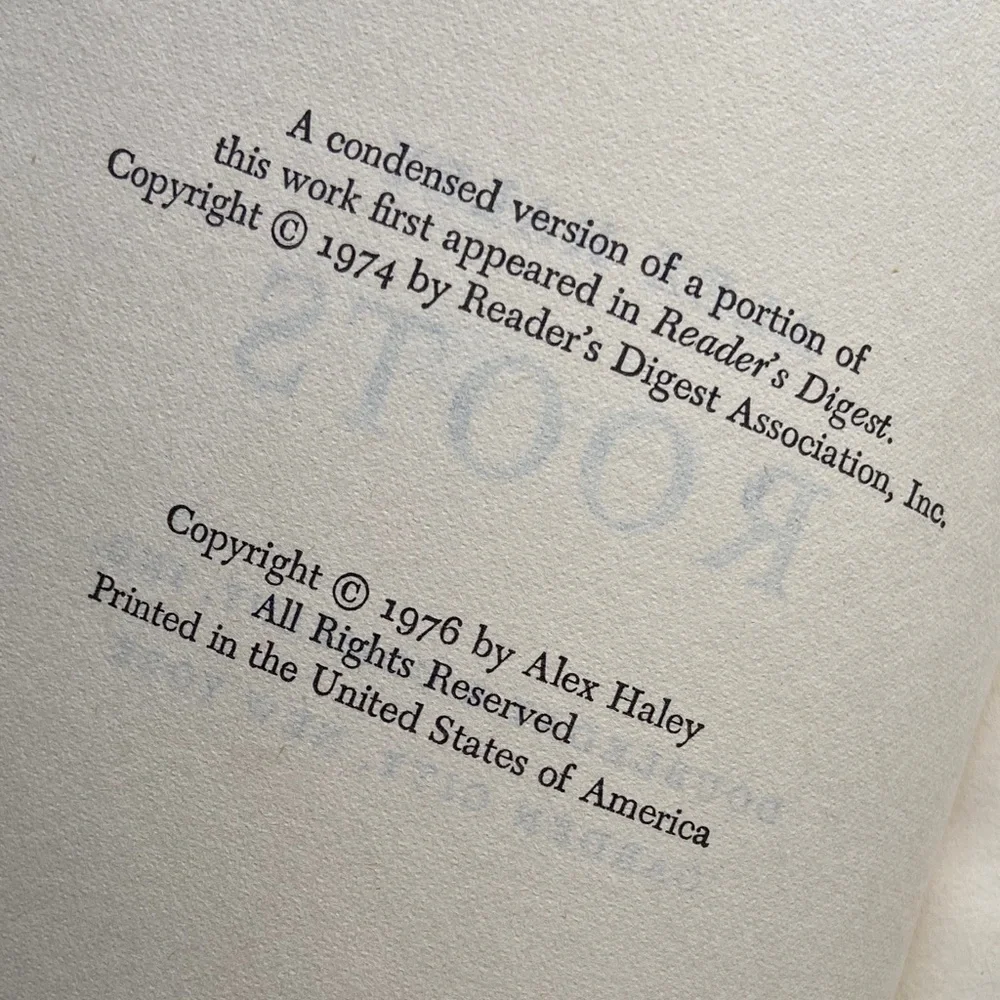 Vintage Classic Alex Haley 'Roots' Hardcover Book copyright 1976